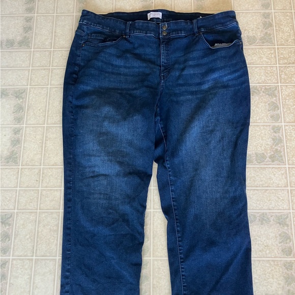 Lane Bryant Denim - Lane Bryant High Rise Tighter Tummy Straight Dark Blue Jeans 28 long